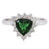 Image 1 : 18KT White Gold 1.15ct Green Tourmaline and Diamond Ring