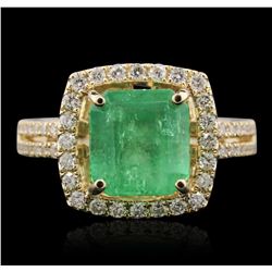 14KT Yellow Gold 3.42ct Emerald and Diamond Ring