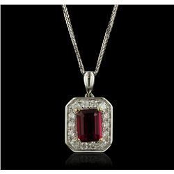 14KT Two-Tone Gold 1.53ct Tourmaline and Diamond Pendant With Chain