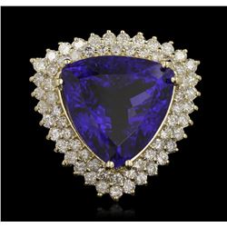 14KT Yellow Gold 21.69ct GIA Cert Tanzanite and Diamond Ring