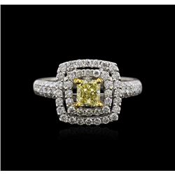 18KT Two-Tone Gold 1.68ctw Fancy Yellow Diamond Ring