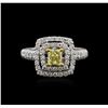 Image 1 : 18KT Two-Tone Gold 1.68ctw Fancy Yellow Diamond Ring