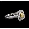 Image 2 : 18KT Two-Tone Gold 1.68ctw Fancy Yellow Diamond Ring