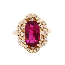 18KT Rose Gold 3.84ct Pink Tourmaline and Diamond Ring