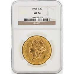 1904 NGC MS64 $20 Liberty Head Double Eagle Coin