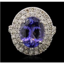 14KT White Gold 5.29ct Tanzanite and Diamond Ring