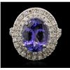 Image 1 : 14KT White Gold 5.29ct Tanzanite and Diamond Ring