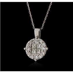 14KT White Gold 0.61ctw Diamond Pendant with Chain