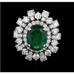 14KT White Gold 3.08ct Emerald and Diamond Ring