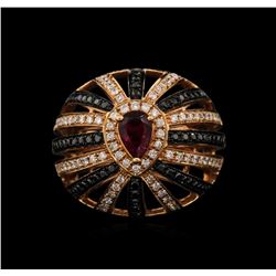 18KT Rose Gold 0.69ct Rubellite and Diamond Ring