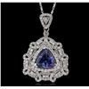 Image 1 : 14KT White Gold 3.62ct Tanzanite and Diamond Pendant with Chain