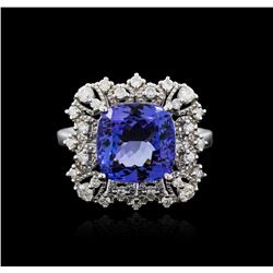 14KT White Gold 5.12ct Tanzanite and Diamond Ring