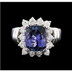 14KT White Gold 3.54ct Tanzanite and Diamond Ring