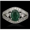 Image 1 : 14KT White Gold 1.65ct Emerald and Diamond Ring