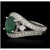 Image 2 : 14KT White Gold 1.65ct Emerald and Diamond Ring
