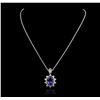 Image 2 : 14KT White Gold 11.66ct GIA Certified Tanzanite and Diamond Pendant With Chain