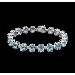 14KT White Gold 27.80ctw Topaz and Diamond Bracelet