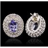 Image 2 : 14KT White Gold 1.40ctw Tanzanite and Diamond Earrings