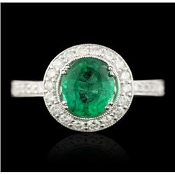 14KT White Gold 1.53ct Emerald & Diamond Ring