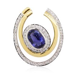 18KT Two-Tone Gold 2.61ct Sapphire and Diamond Pendant