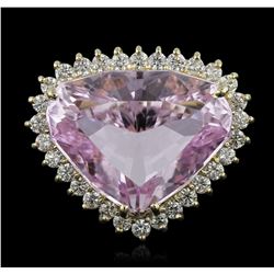 14KT Yellow Gold GIA Certified 18.42ct Kunzite and Diamond Ring