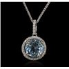 Image 2 : 14KT White Gold 2.99ct Topaz and Diamond Pendant With Chain