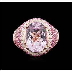 14KT Rose Gold 7.52ct Kunzite, Pink Sapphire and Diamond Ring