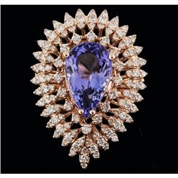 14KT Rose Gold 4.05ct Tanzanite and Diamond Ring