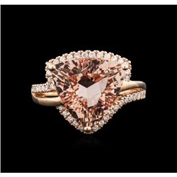 14KT Rose Gold 7.68ct Morganite and Diamond Ring