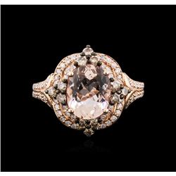 14KT Rose Gold 2.52ct Morganite and Diamond Ring