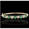 Image 1 : 14KT Yellow Gold 3.25ctw Emerald and Diamond Bracelet