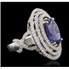 Image 2 : 14KT White and Yellow Gold 6.46ct Tanzanite and Diamond Ring