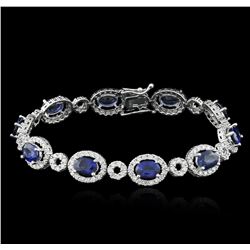 14KT White Gold 8.85ctw Sapphire and Diamond Bracelet