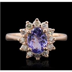 14KT Rose Gold 0.96ct Tanzanite and Diamond Ring