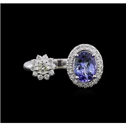 14KT White Gold 1.28ct Tanzanite and Diamond Ring