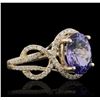 Image 2 : 14KT Yellow Gold 3.51ct Tanzanite and Diamond Ring