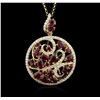 Image 2 : 14KT Yellow Gold 10.61ctw Ruby and Diamond Pendant With Chain