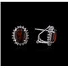 Image 2 : 14KT White Gold 4.30ctw Garnet and Diamond Earrings