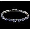 14KT White Gold 14.00ctw Tanzanite and Diamond Bracelet