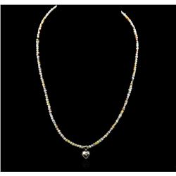 14KT White Gold 32.44ctw Rough Diamond Necklace With Charm