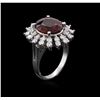 Image 3 : 14KT White Gold 5.66ct Garnet and Diamond Ring