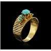 Image 3 : 18KT Yellow Gold 1.00ctw Turquoise Ring