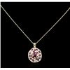 Image 1 : 14KT Yellow Gold 5.71ctw Ruby and Diamond Pendant With Chain