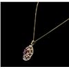 Image 3 : 14KT Yellow Gold 5.71ctw Ruby and Diamond Pendant With Chain