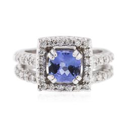 14KT White Gold 1.61ct Tanzanite and Diamond Wedding Ring Set