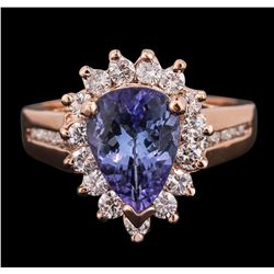 14KT Rose Gold 2.40ct Tanzanite and Diamond Ring