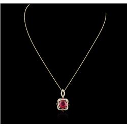 14KT Yellow Gold 7.91ctw Ruby and Diamond Pendant With Chain