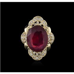 14KT Yellow Gold 8.54ct Ruby and Diamond Ring