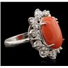 Image 2 : 14KT White Gold 5.19ct Coral and Diamond Ring