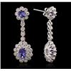 Image 2 : 14KT White Gold 3.38ctw Tanzanite and Diamond Earrings
